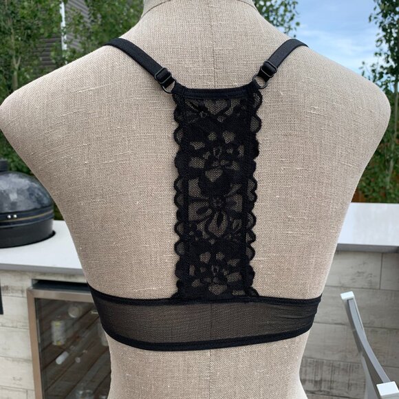Victoria's Secret Bra 32D Black Lace Padded Push Up Underwire Racerback NWT New - Picture 8 of 16
